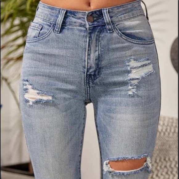 Nature Denim High Waist Distressed Skinny Jean Size 0 - Picture 2 of 6